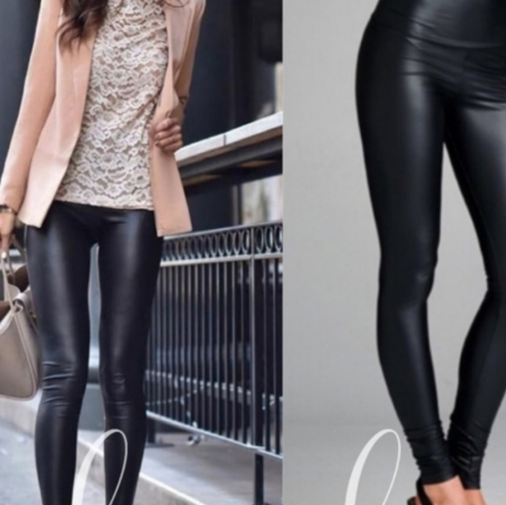 ZARA Faux Leather Zip Slit Leggings NWOT - Picture 15 of 16